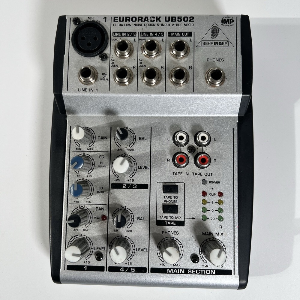 Behringer Eurorack UB502 Compact Mixer, 5 Channels, XLR/RCA, Phantom Power